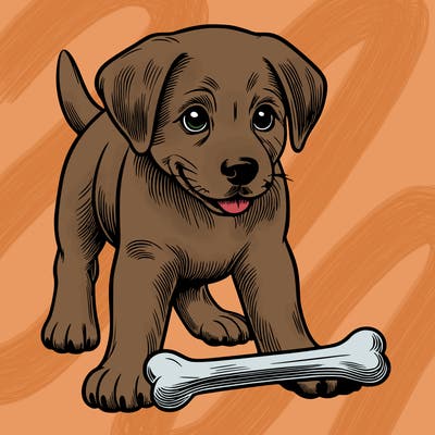 dog with a bone realistic