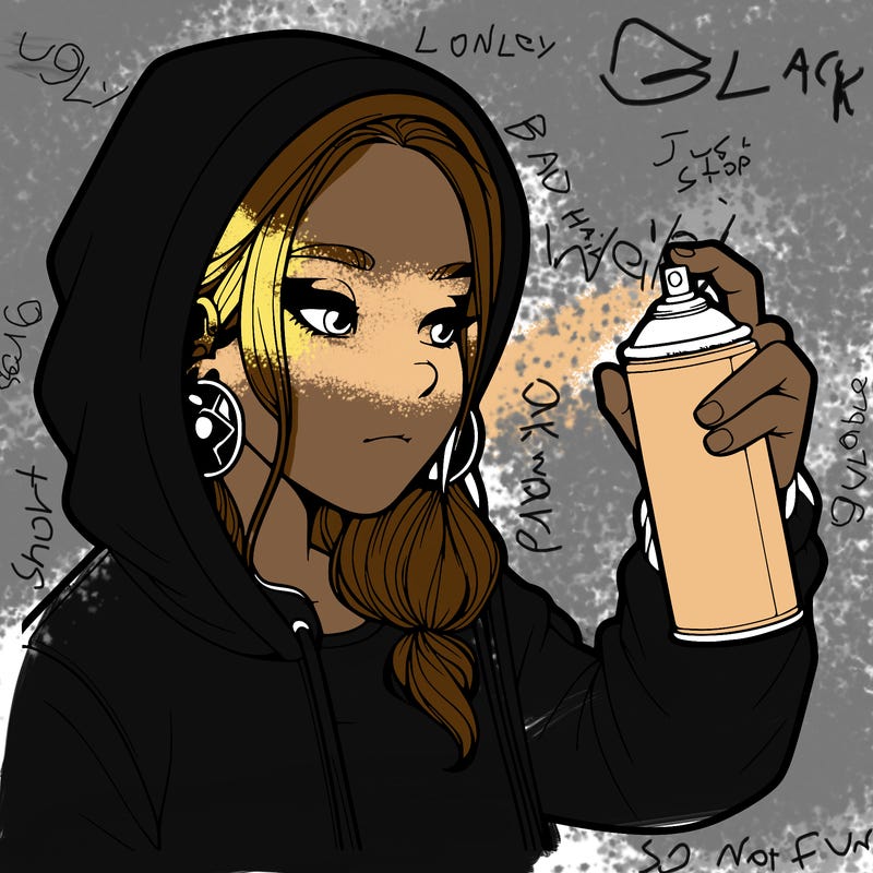 a realistic girl, spray painting