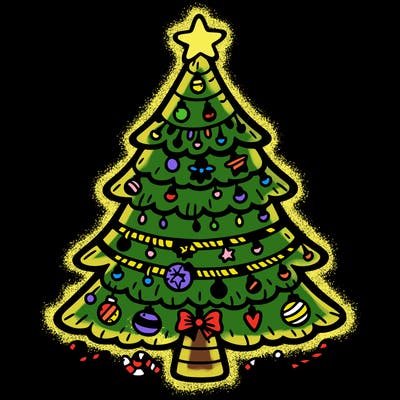 christmas tree with lots of details