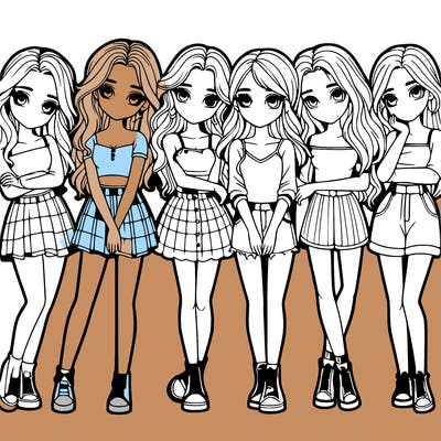 a group of girls realistic