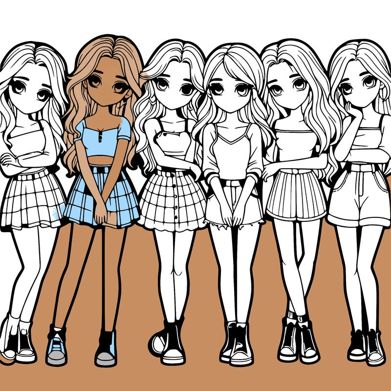 a group of girls realistic