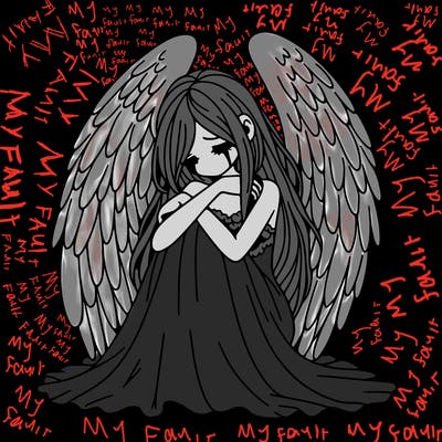 ethereal girl in grief, lonely and heartbroken