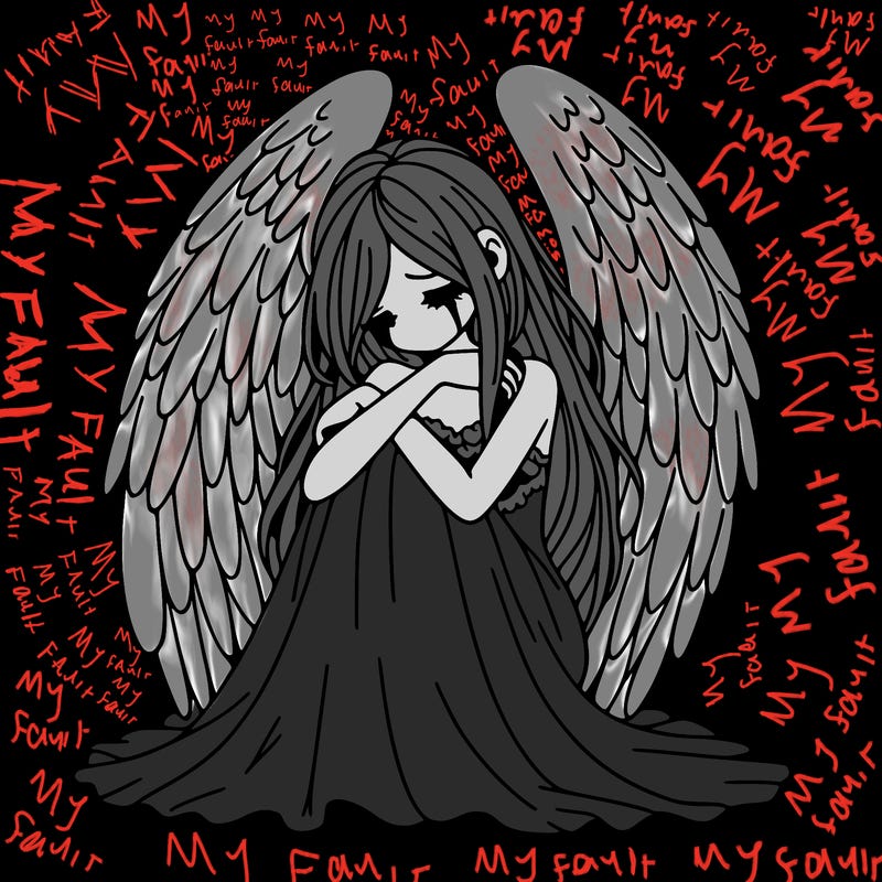 ethereal girl in grief, lonely and heartbroken
