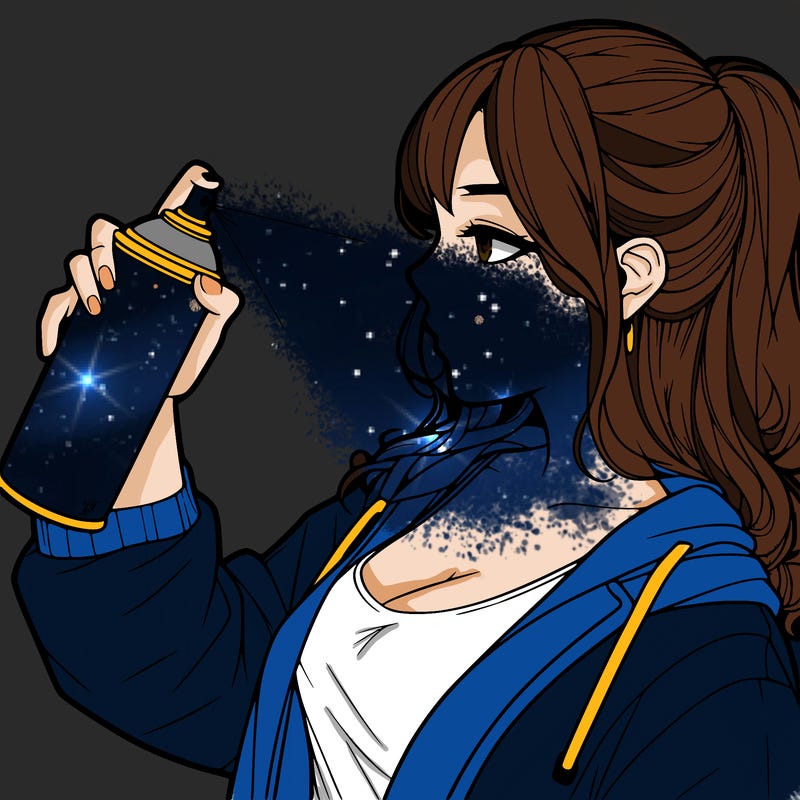 a realistic girl spray, painting