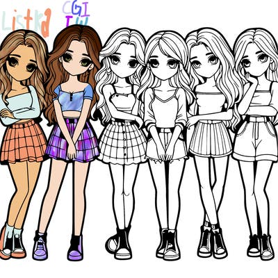 a group of girls realistic