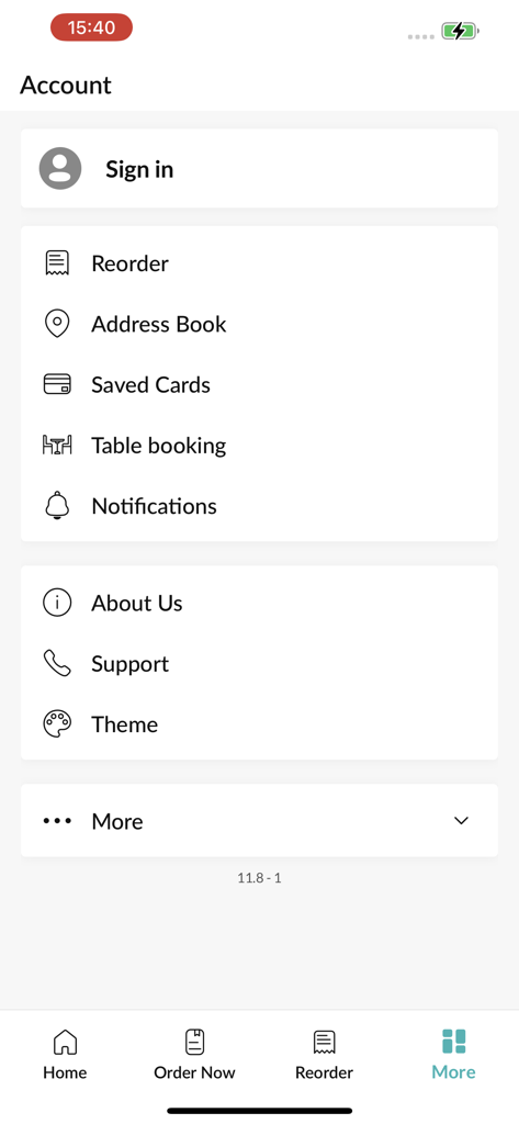 Marcos Pizza, - Marcos Pizza app account menu showing profile settings and order history options