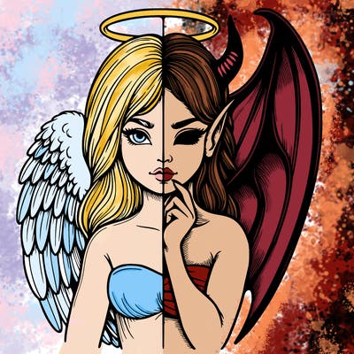 realistic angel half demon