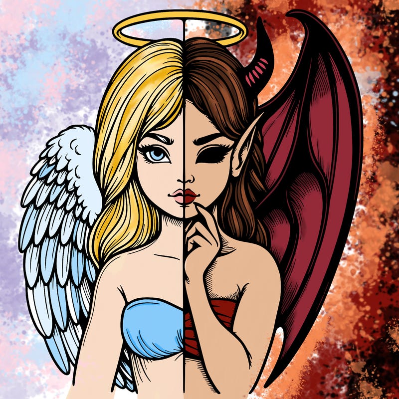 realistic angel half demon