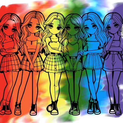 a group of girls realistic