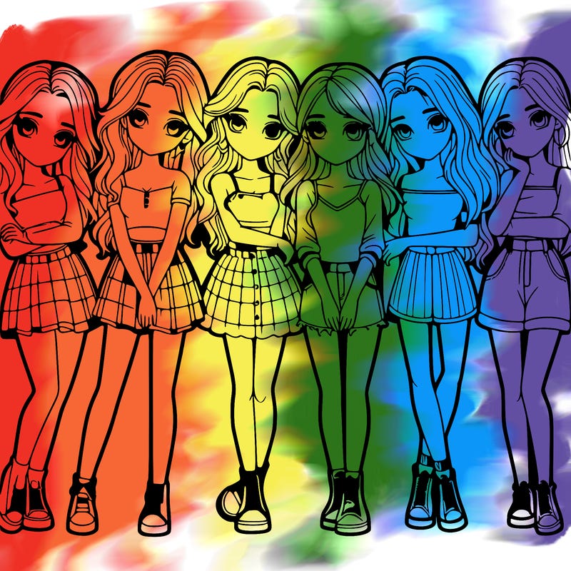 a group of girls realistic