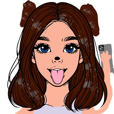 realistic girl with her tongue out