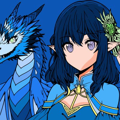 anime girl with cool dragon
