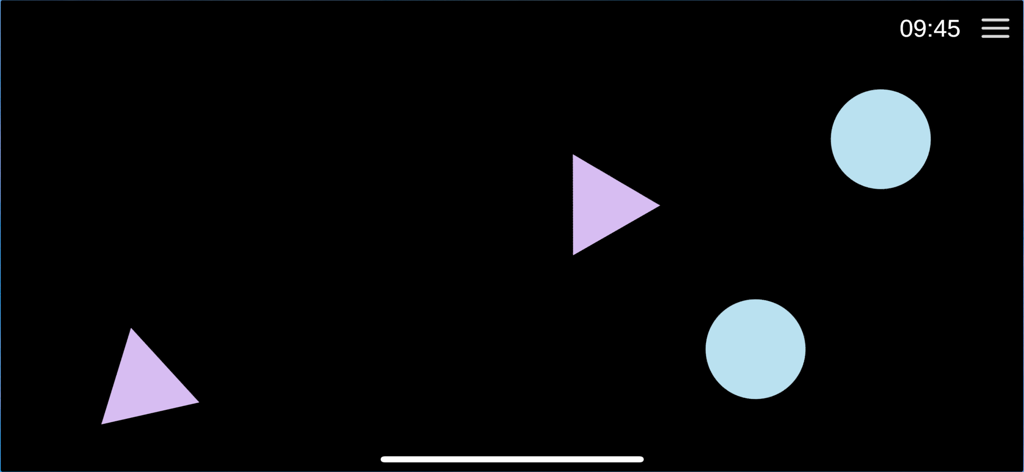 Baby Sensory Activities & Game - Soft pastel circles and triangles on a black background from a gentle baby sensory development app.