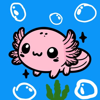 cute easy baby axolotl