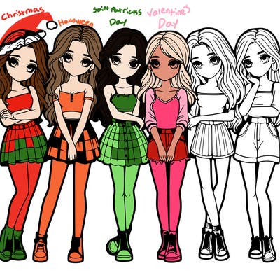 a group of girls realistic