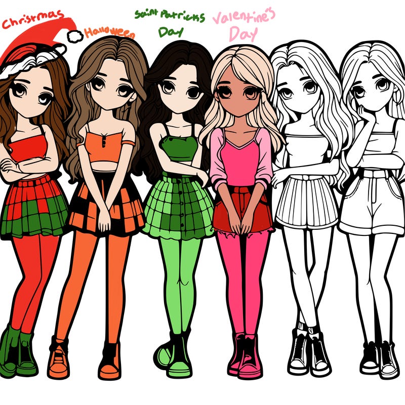 a group of girls realistic