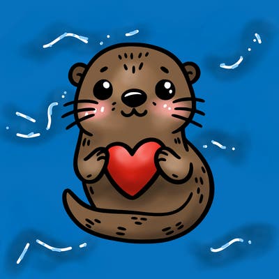 otter with a heart