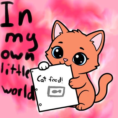 a small cat with a blank sheet of paper in its hand. the cat is sooooooo cute!