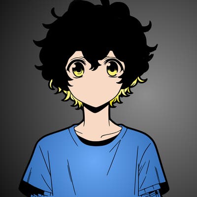 manga boy with curly hair