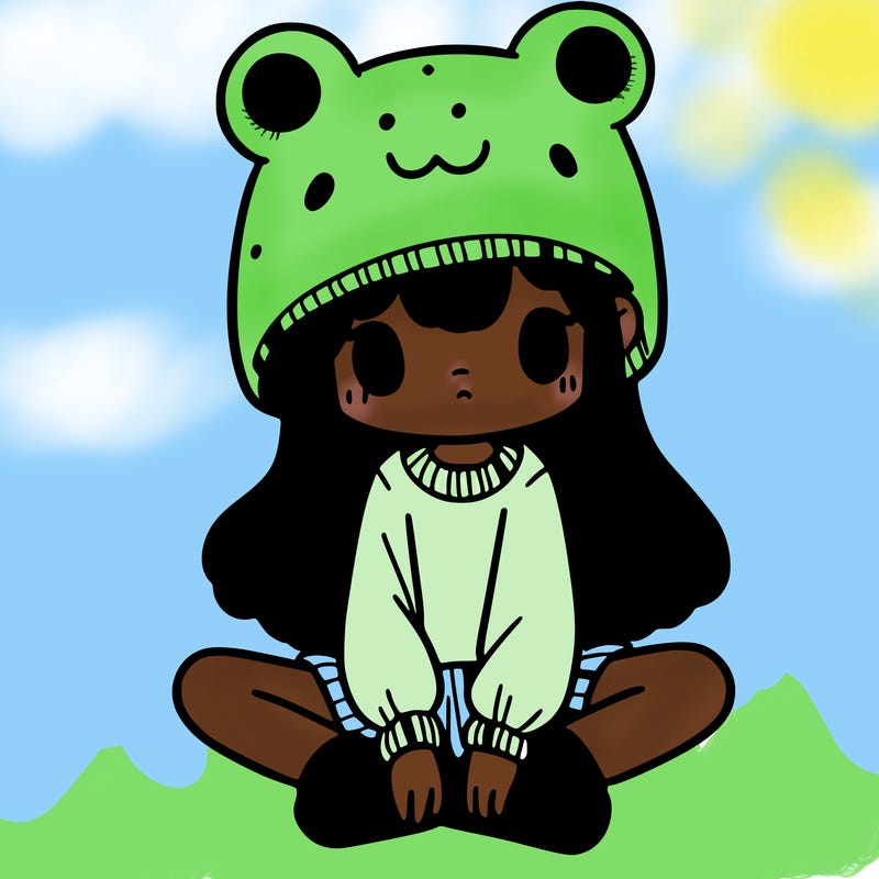 a girl wearing a frog hat and some frog socks