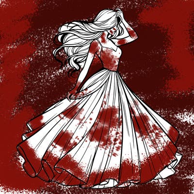 realistic woman with dress flowing in the wind