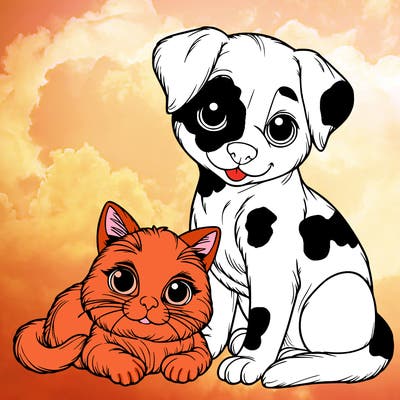 realistic cat and dog