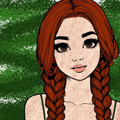 realistic girl with braids