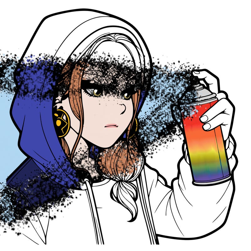 a realistic girl, spray painting