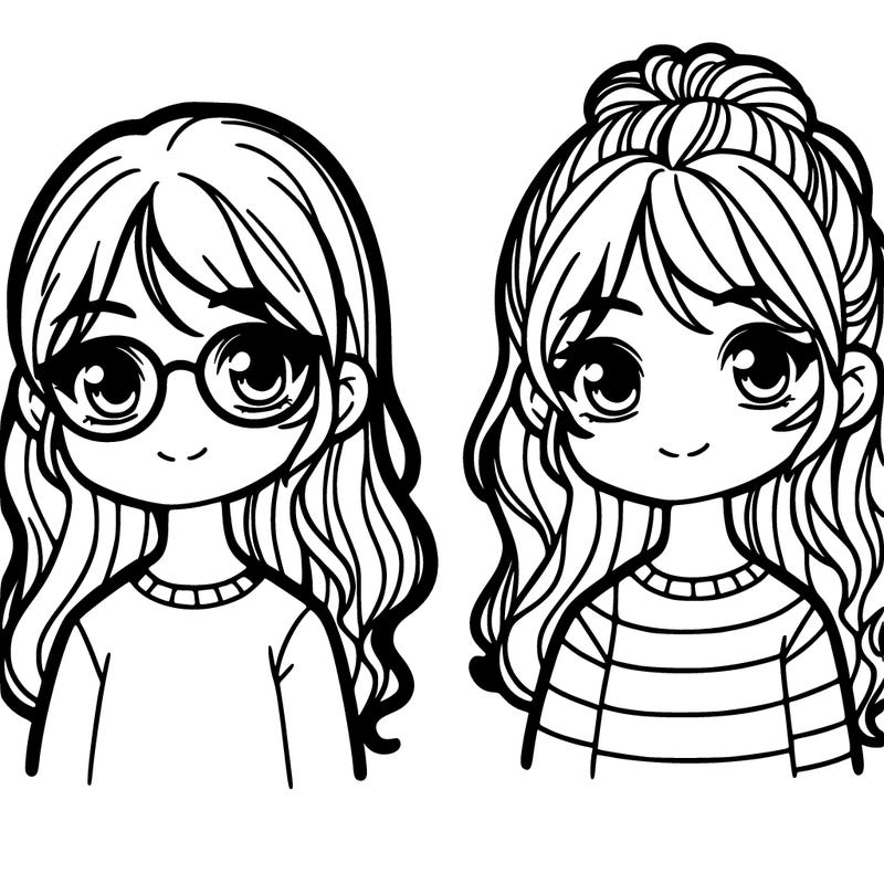two girls one with glasses and the other without glasses
