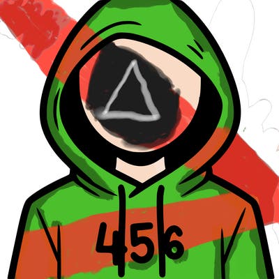 a person with non face waering a hoodie with a 456 symbol