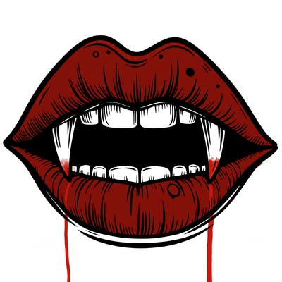 lips with vampire teeth