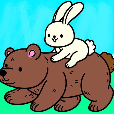 bunny riding a bear