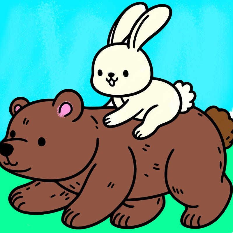 bunny riding a bear