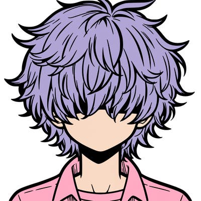 manga boy fluffy hair covering his eyes