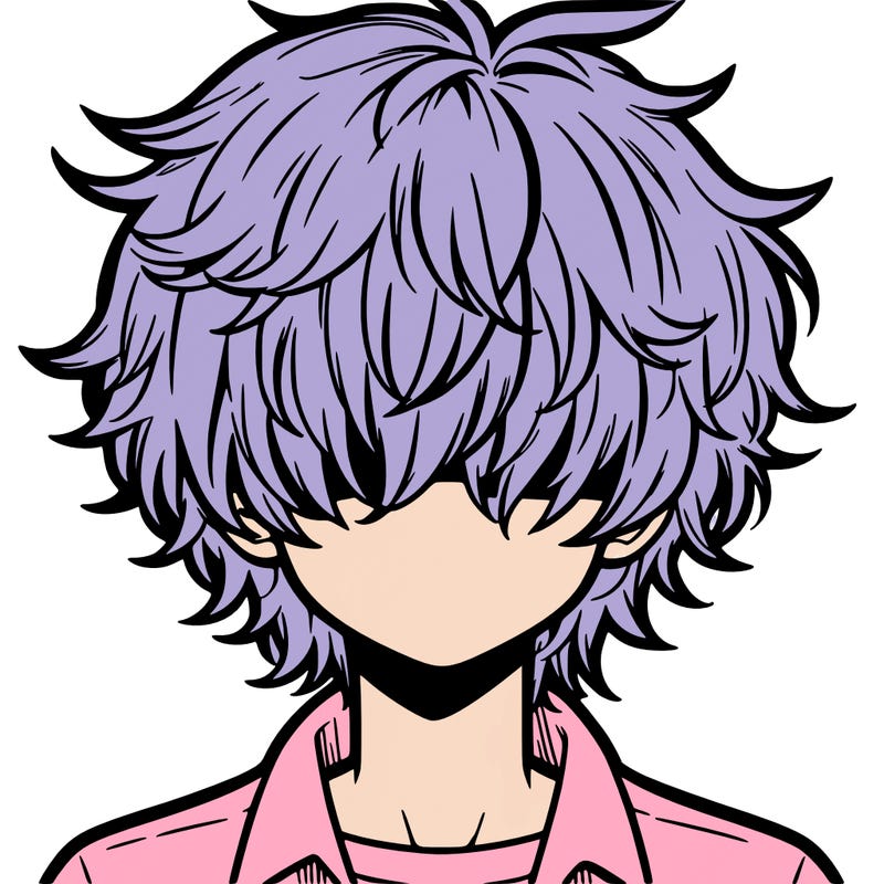 manga boy fluffy hair covering his eyes