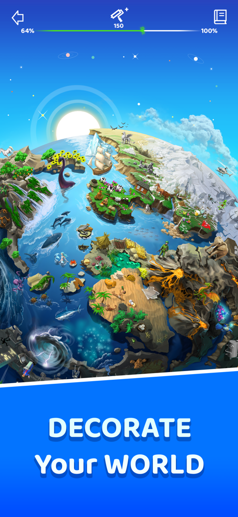 Infinite Craft'er: Alchemy - Uma visão vibrante do planeta em Infinite Craft'er mostrando vários biomas e formas de vida