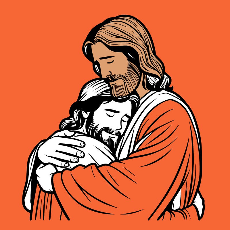 jesus and god hugging