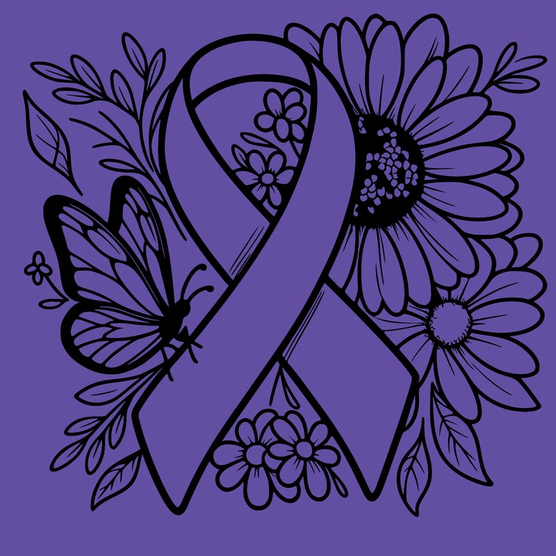cancer awareness symbol with flowers and butterflies