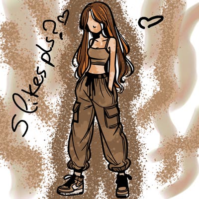 girl in baggy pants crop top and long hair