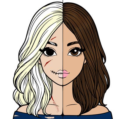 realistic girl in half