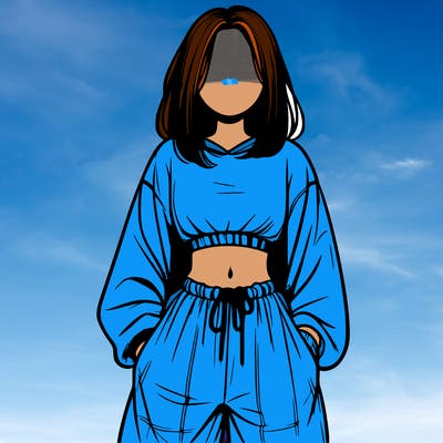 realistic girl faceless with baggy pants and a crop top
