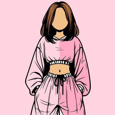 realistic girl faceless with baggy pants and a crop top