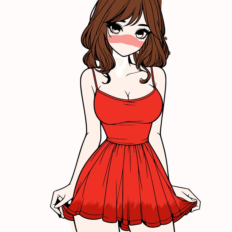 realistic girl in short dress