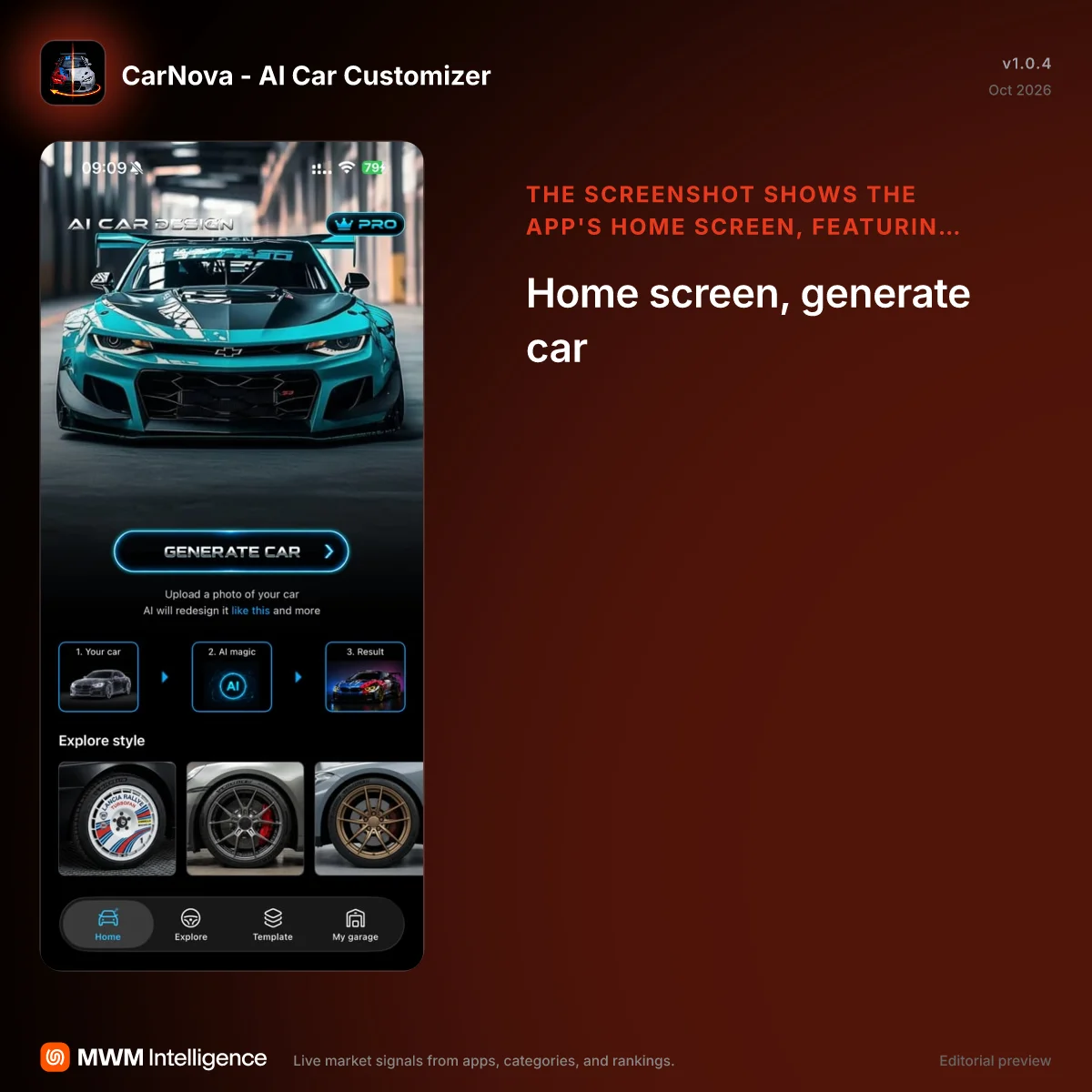 CarNova - AI Car Customizer - Photo & Video App | MWM