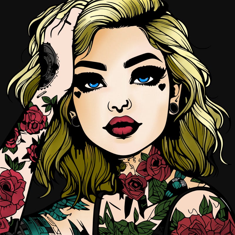 realistic girl with tattoos all over