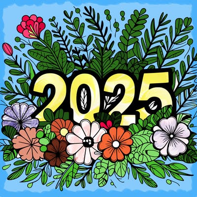 2025 floral big numbers