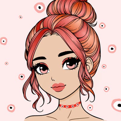 realistic pretty girl with hair in bun
