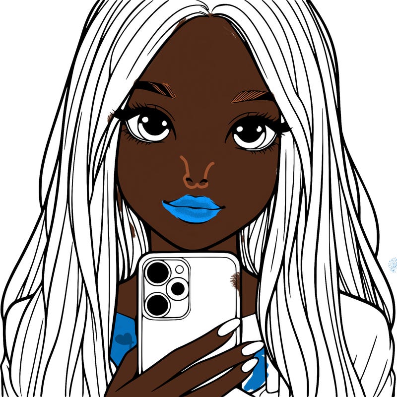 realistic girl with a phone