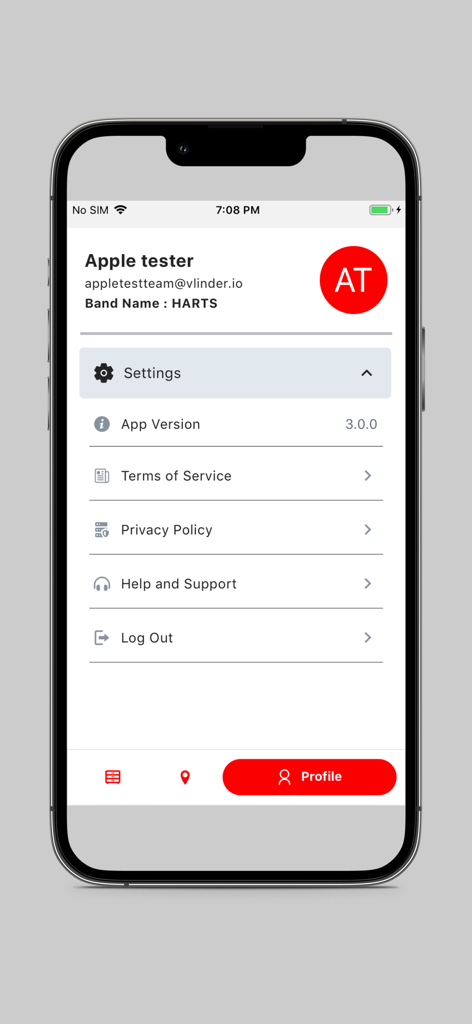 Masquerader Xperience - Pantalla de perfil y configuración de usuario de la aplicación Masquerader Xperience que muestra los detalles de la cuenta y las opciones del menú
