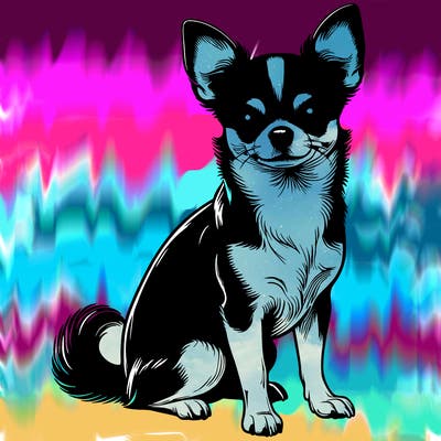 realistic black and white chihuahua